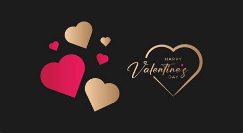 Pink And Gold Valentines Day Hearts On Black Background 38189036 Vector Art At Vecteezy