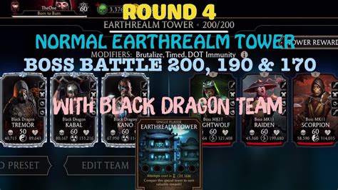 Round 4 Normal Earthrealm Tower Boss Battle 200 190 170 Rewards Vs