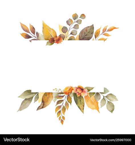 Watercolor Autumn Banner With Leaves Royalty Free Vector