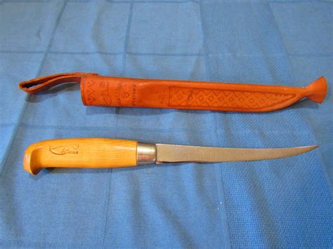 Vintage J Marttiini Finland Rapala Fishing Filet Knife Leather Sheath