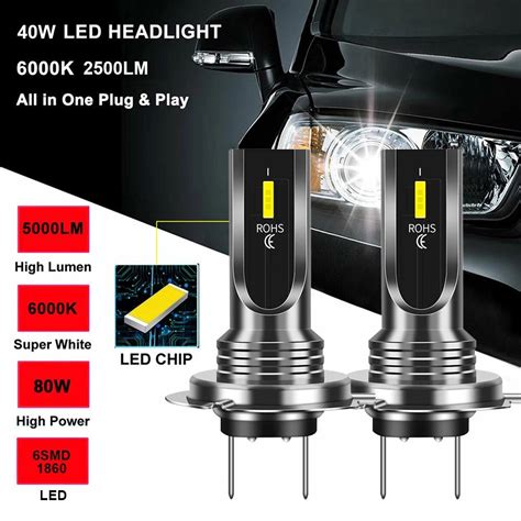 Csp H7 Led Headlight Replace Xenon Hilow Kit Bulbs Beam 6000k Canbus