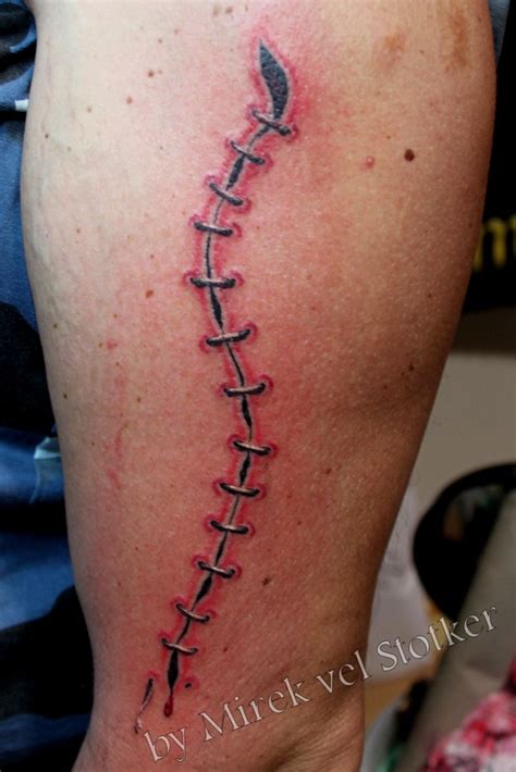 Wound With Stitches Tattoo By Mirek Vel Stotker Stotker Flickr