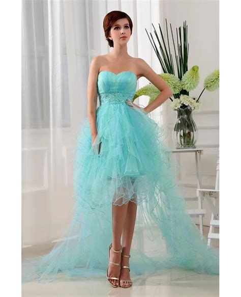 A Line Sweetheart Asymmetrical Tulle Prom Dress With Ruffle Op