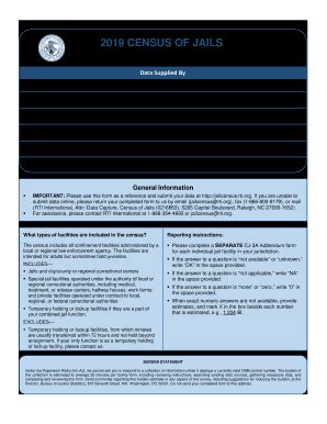 Fillable Online 2019 CENSUS OF JAILS FACILITY FORM Survey Fax Email