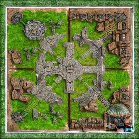 Overhead Rpg Battlemap Of A Stone Fort Sitting Above A Stable