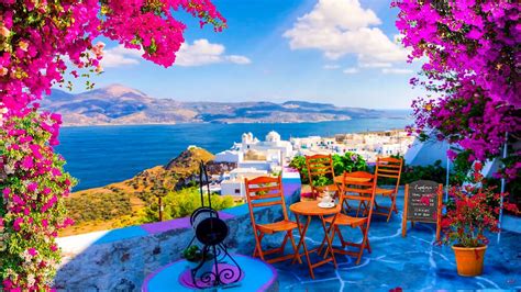 Cyclades Greece Morning Coffee Shop Ambience With Bosa Nova Music For