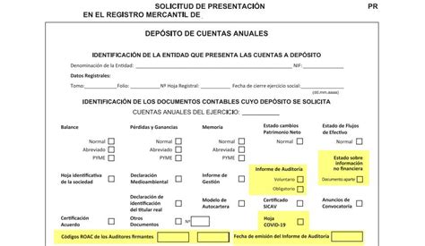 Cuentas Anuales 2020 Modelos De Presentación En El Registro Mercantil