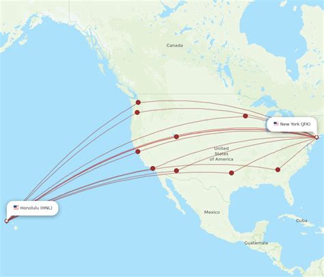 All Flight Routes From New York To Honolulu Jfk To Hnl Flight Routes