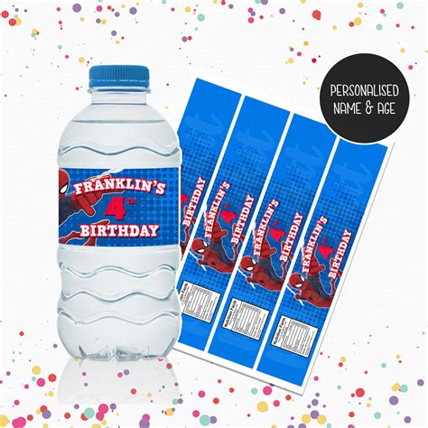 Spiderman Water Bottle Labels Pikit Kids