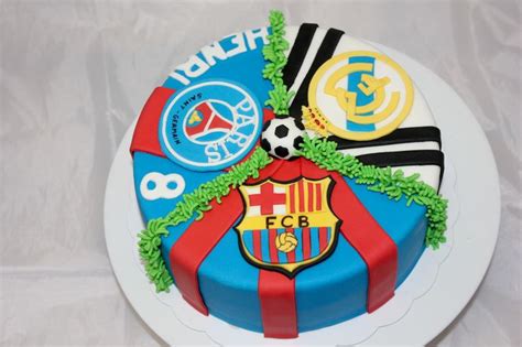 Birthday cake Foot Psg Barça OM by Christel Kiki Soccer birthday