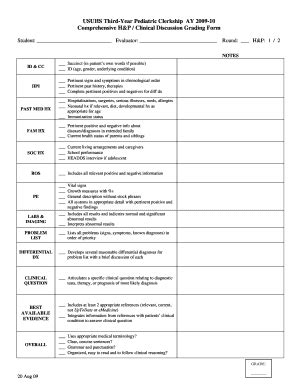 Fillable Online Usuhs Comprehensive H P Clinical Discussion Grading