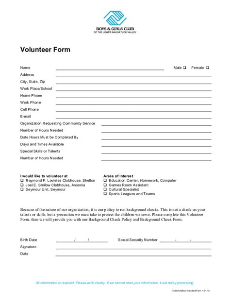 Fillable Online Volunteer Application Form For Non Profit Form Template