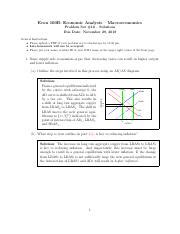 ProblemSet 10 Fall2018 Solutions Pdf Econ 100B Economic Analysis