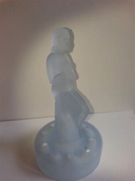 SOWERBY ART DECO Blue Frosted Glass Nude Lady On Stump Figure 25 00 PicClick UK