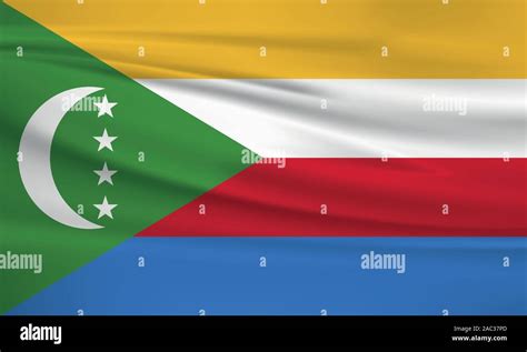 Waving Comoros Flag Official Colors And Ratio Correct Comoros