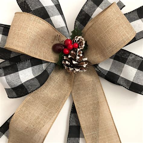 Christmas Plaid Bow Christmas Wreath Bow Buffalo Plaid Etsy