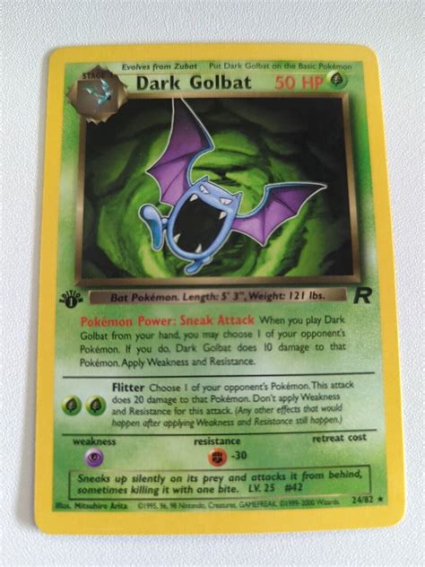 Dark Golbat 1st Edition Team Rocket Regular Rare 24 82 Pokemon TCG NM