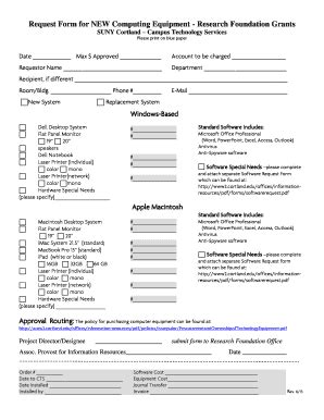 Fillable Online Www2 Cortland Request Form For NEW Computing Equipment