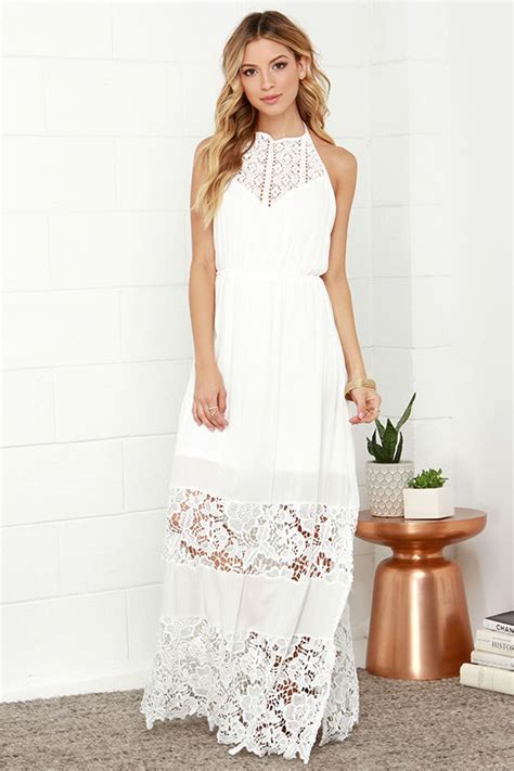 Cute White Dress Lace Dress Halter Dress Lulus Best Sale