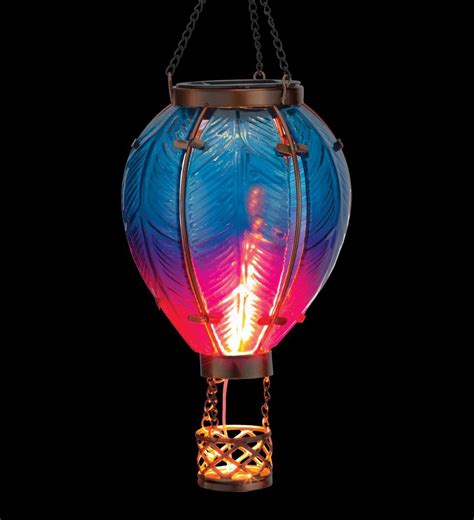 Hot Air Balloon Solar Lantern Blue Small
