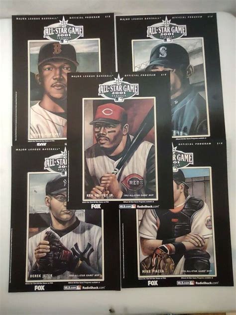 2001 MLB All Star Game Program Cover REPRINT SET Of 5 Jeter Ichiro