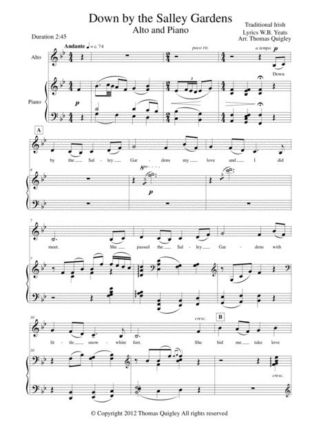 Down By The Salley Gardens Arr Thomas Quigley By Irish Traditional Sheet Music For Vocal Solo