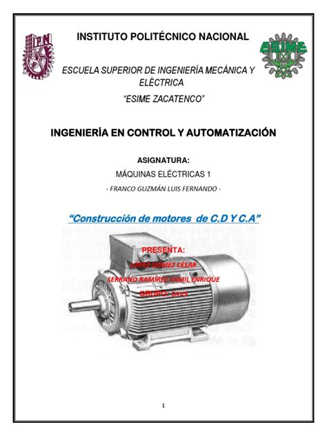 Práctica 1 Máquinas Elécricas Pdf Motor Eléctrico Inductor