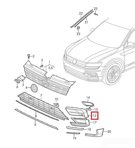 Volkswagen Tiguan 5na R Line Front Bumper Lower Right Side Grille Oem