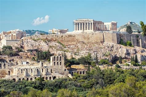 Vista panorâmica da acrópole de atenas grécia Foto Premium