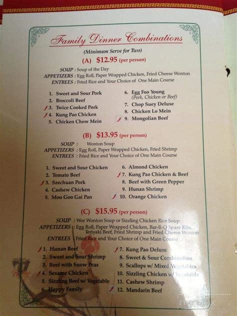 Panda Garden Chinese Restaurant Menu Panda Garden Chinese Restaurant