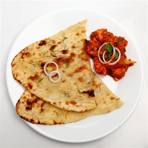 Indian Food or Indian Curry with Bread or Roti Stock Photo - Image of ...