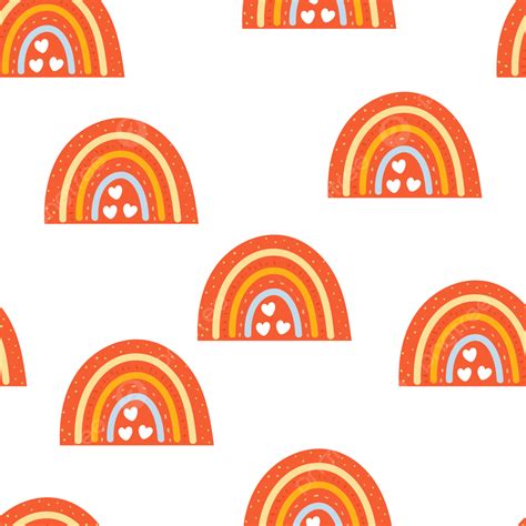 Cute Seamless Pattern Cartoon Orange Boho Rainbow Seamless Pattern