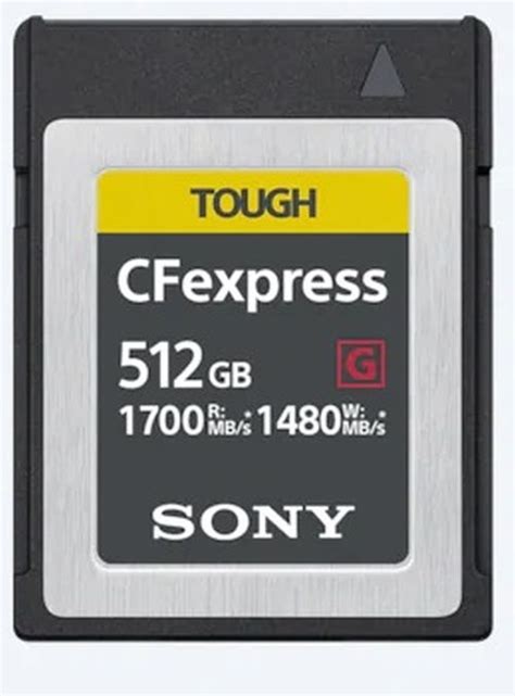 Caractéristiques techniques Sony CFexpress type B 512GB TOUGH R1700