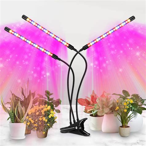 Led Grow Light 3 Heads Red Blue White Full Spectrum Plant Light With Clamp For