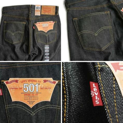 Levis 501 Original Shrink To Fit Button Fly Jeans Raw Rigid Black 0226