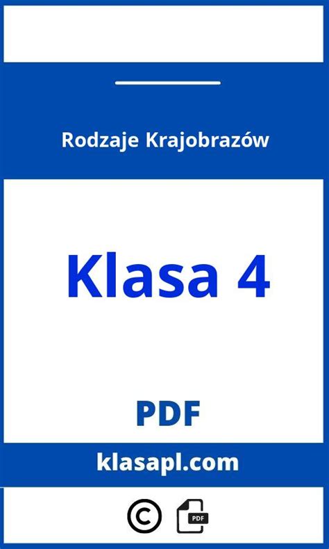 Rodzaje Krajobrazów Klasa 4