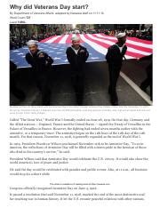 Veteran S Day Article And Quiz Pdf Why Did Veterans Day Start By