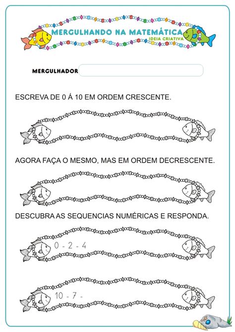 Caderno De Atividades Matem Tica Projeto No Fundo Do Mar Gr Tis Para