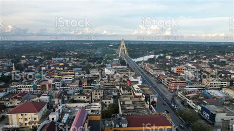 Aerial View Of Siak Bridge Iv Stock Photo - Download Image Now - iStock