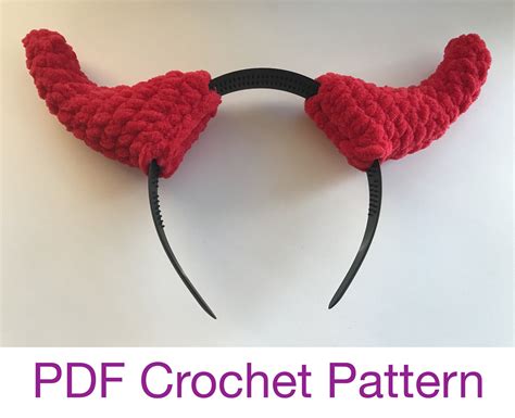 Devil Horns Headband Crochet Pattern Pdf Red Horns Etsy