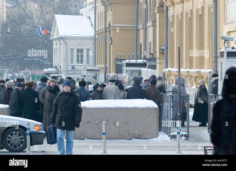 Russians Gather Outside The American Embassy In Moscow In The Hope Of