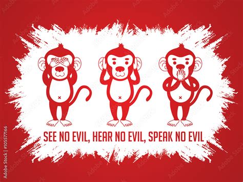 Three Monkeys See No Evil Hear No Evil Speak No Evil Design On