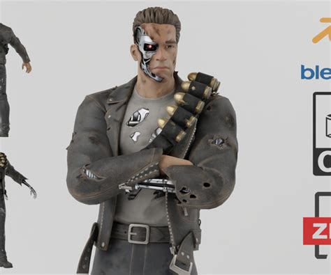 Artstation Terminator Battle Damaged Lowpoly Rigged Resources