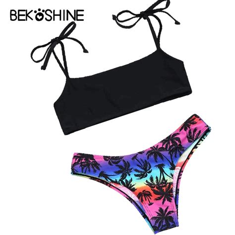 Beksoihne Print Bikini Set Bandage Swimwear Push Up Biquini Swimsuit