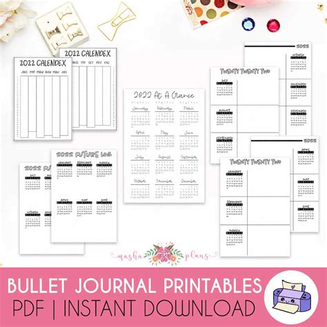 7 Printable Bullet Journal Weekly Spreads Bundle Masha Plans