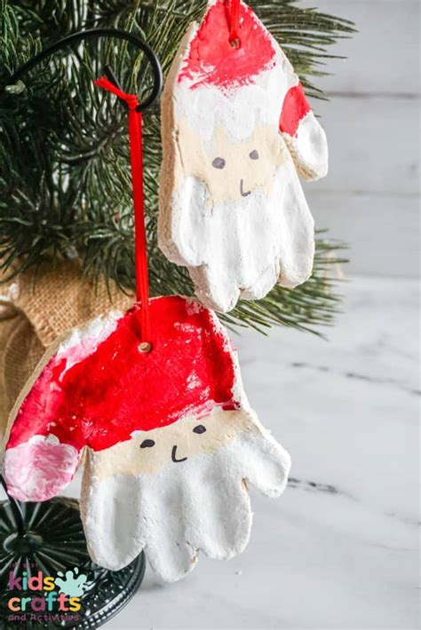 Salt Dough Handprint Santa Ornaments