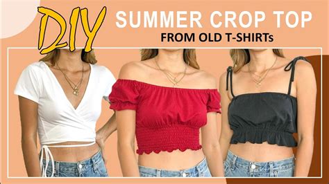 Diy Summer Crop Top From Old T Shirt Wrap Top Off The Shoulder Top