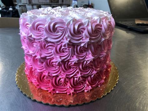 Open Rosette Pink Ombre Cake Montilio S Bakery