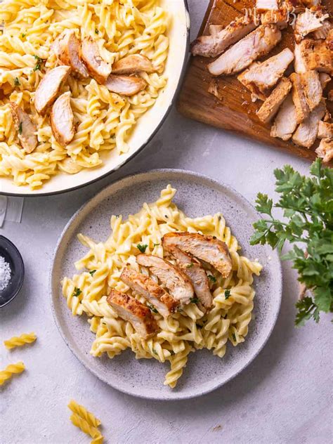 Chicken Alfredo Fusilli Pasta Creamy Cheesy And Tasty Much Butter