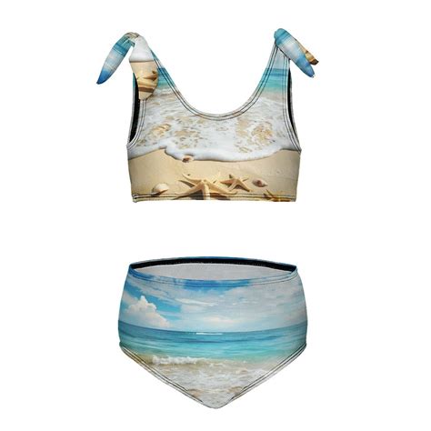 Starfish Beach Girl S Piece Bikini Set Beach Sport Swimsuit Swimwear